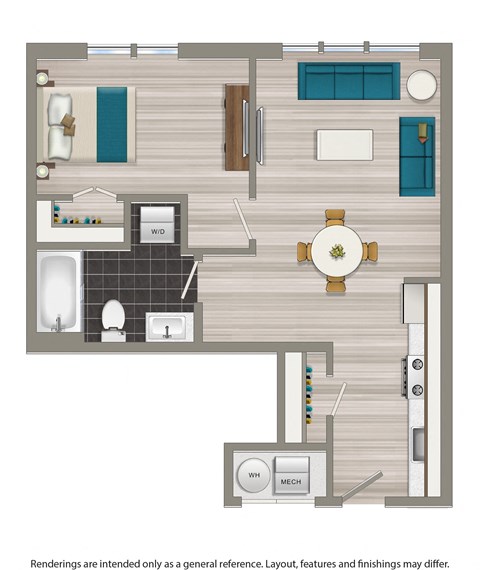 a floor plan of a room with a bedroom and a bathroom
